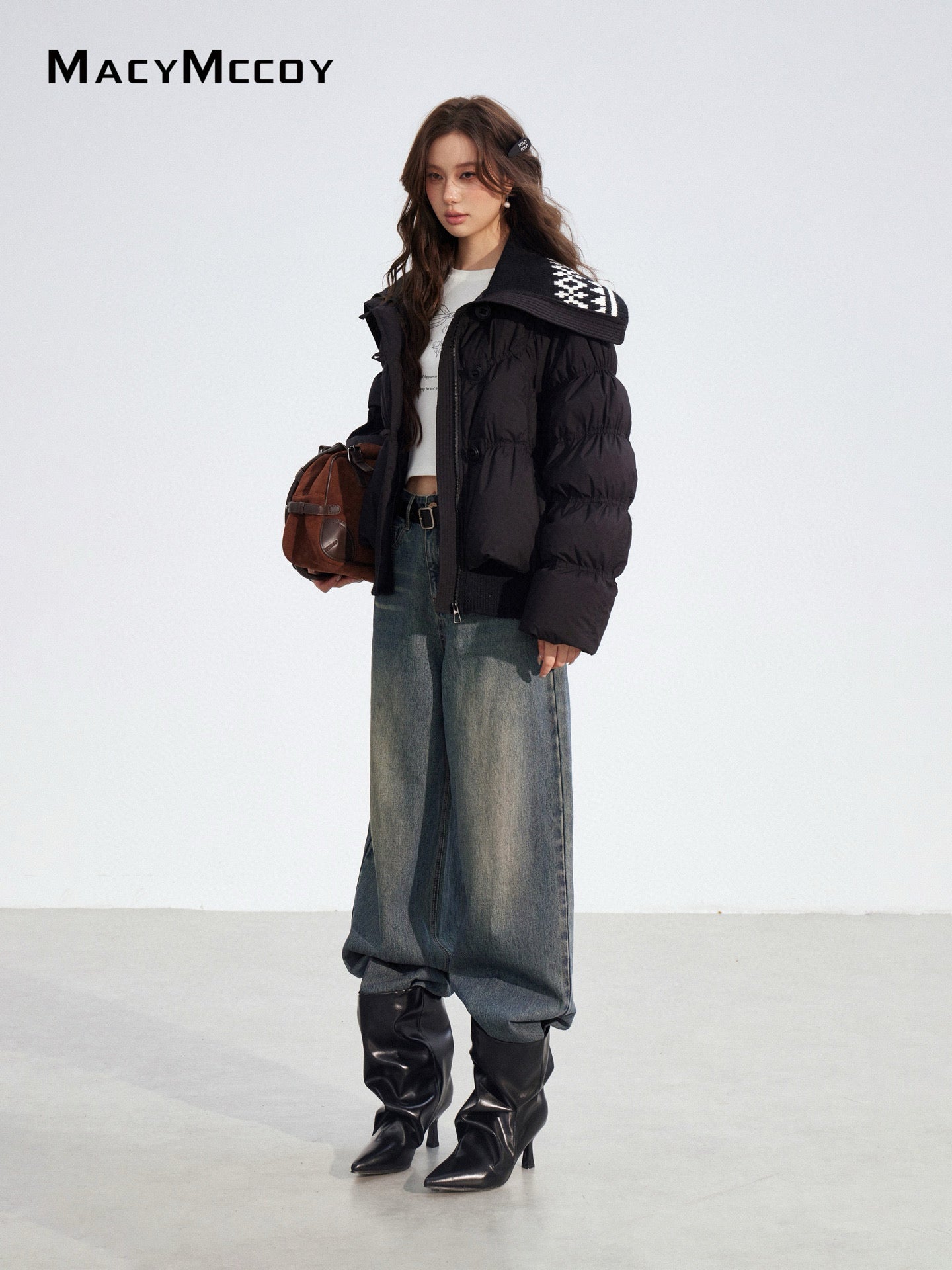 MacyMccoy MMC2025183 Large collar spliced down jacket