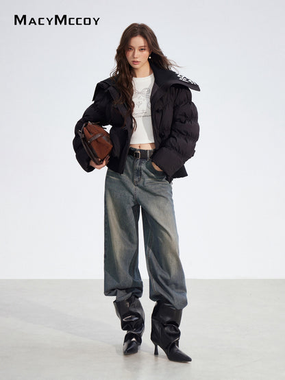 MacyMccoy MMC2025183 Large collar spliced down jacket