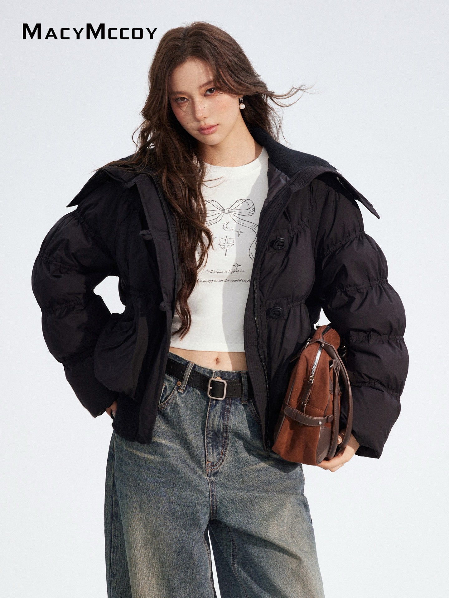 MacyMccoy MMC2025183 Large collar spliced down jacket