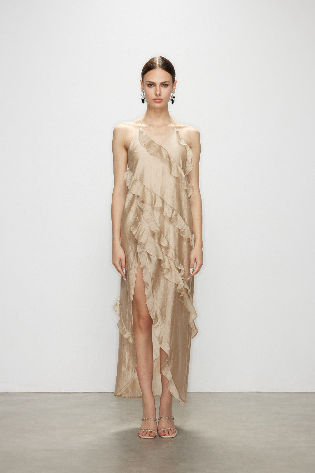 Artel Retro AR-25AW-DR012 Lotus leaf edge high slit vacation dress