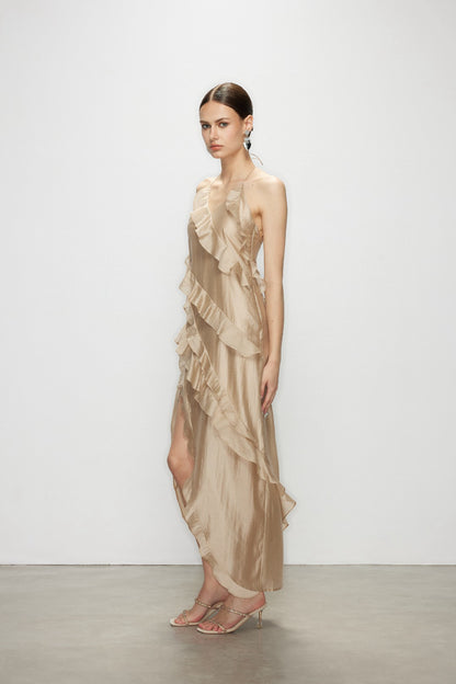 Artel Retro AR-25AW-DR012 Lotus leaf edge high slit vacation dress