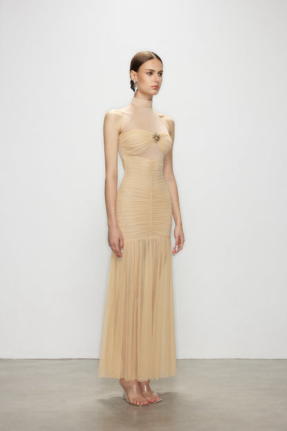 Artel Retro AR-25AW-DR005 Halter neck mesh maxi dress