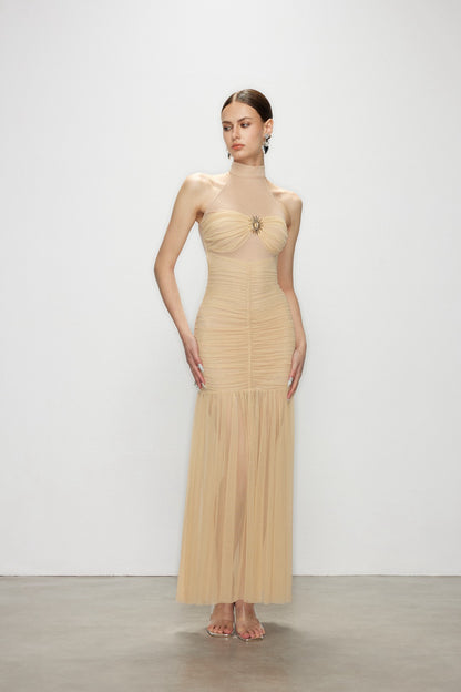 Artel Retro AR-25AW-DR005 Halter neck mesh maxi dress
