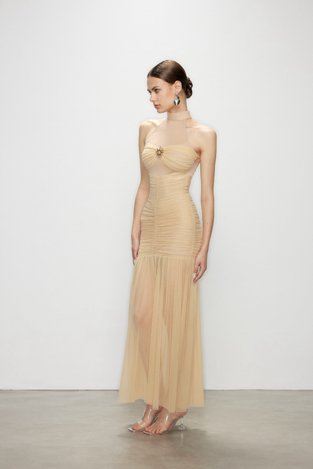 Artel Retro AR-25AW-DR005 Halter neck mesh maxi dress