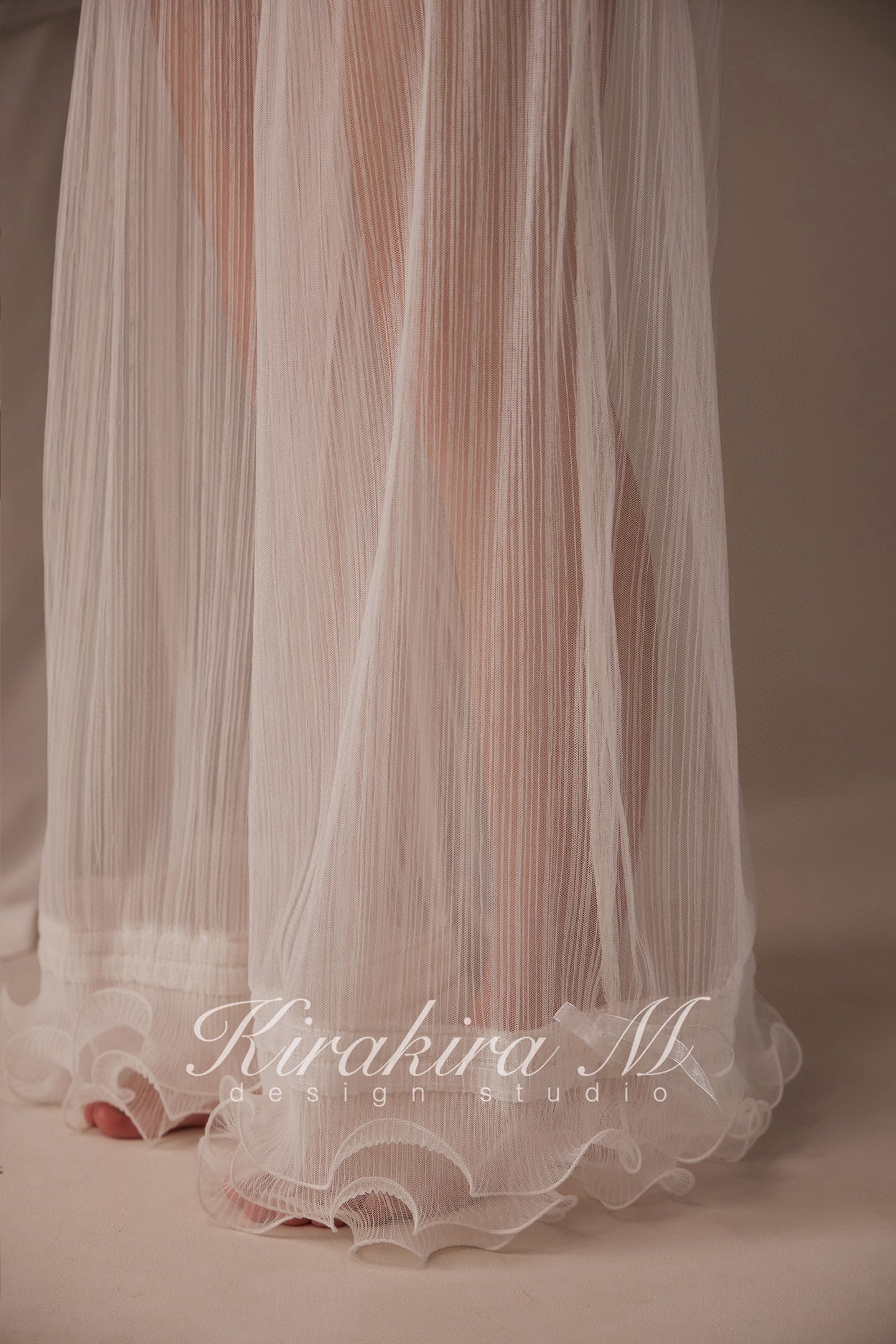 Kirakira.M White semi-transparent pleated lace trousers(2 ways to wear)