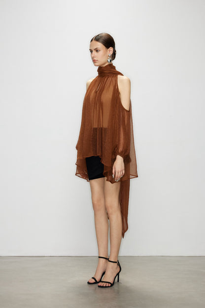 Artel Retro AR-25AW-SHT010 Airy off shoulder top (Brown)