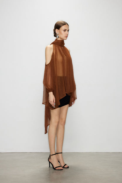 Artel Retro AR-25AW-SHT010 Airy off shoulder top (Brown)