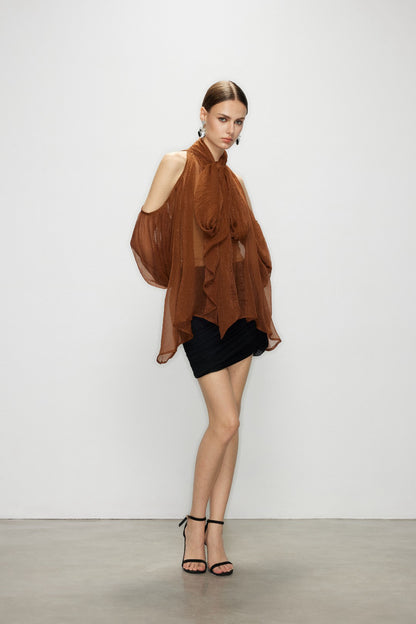 Artel Retro AR-25AW-SHT010 Airy off shoulder top (Brown)