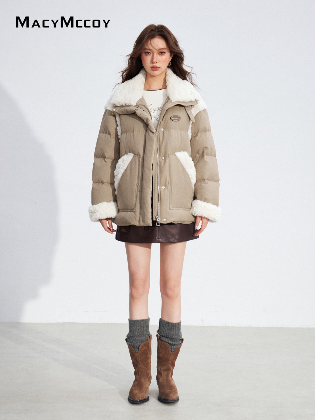 MacyMccoy MMC2025189 Lamb wool spliced down jacket