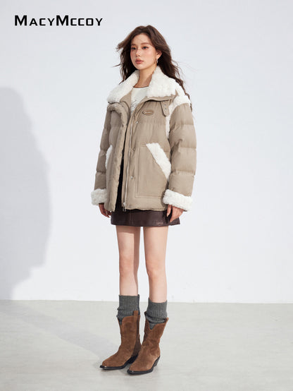 MacyMccoy MMC2025189 Lamb wool spliced down jacket