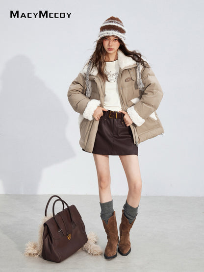 MacyMccoy MMC2025189 Lamb wool spliced down jacket