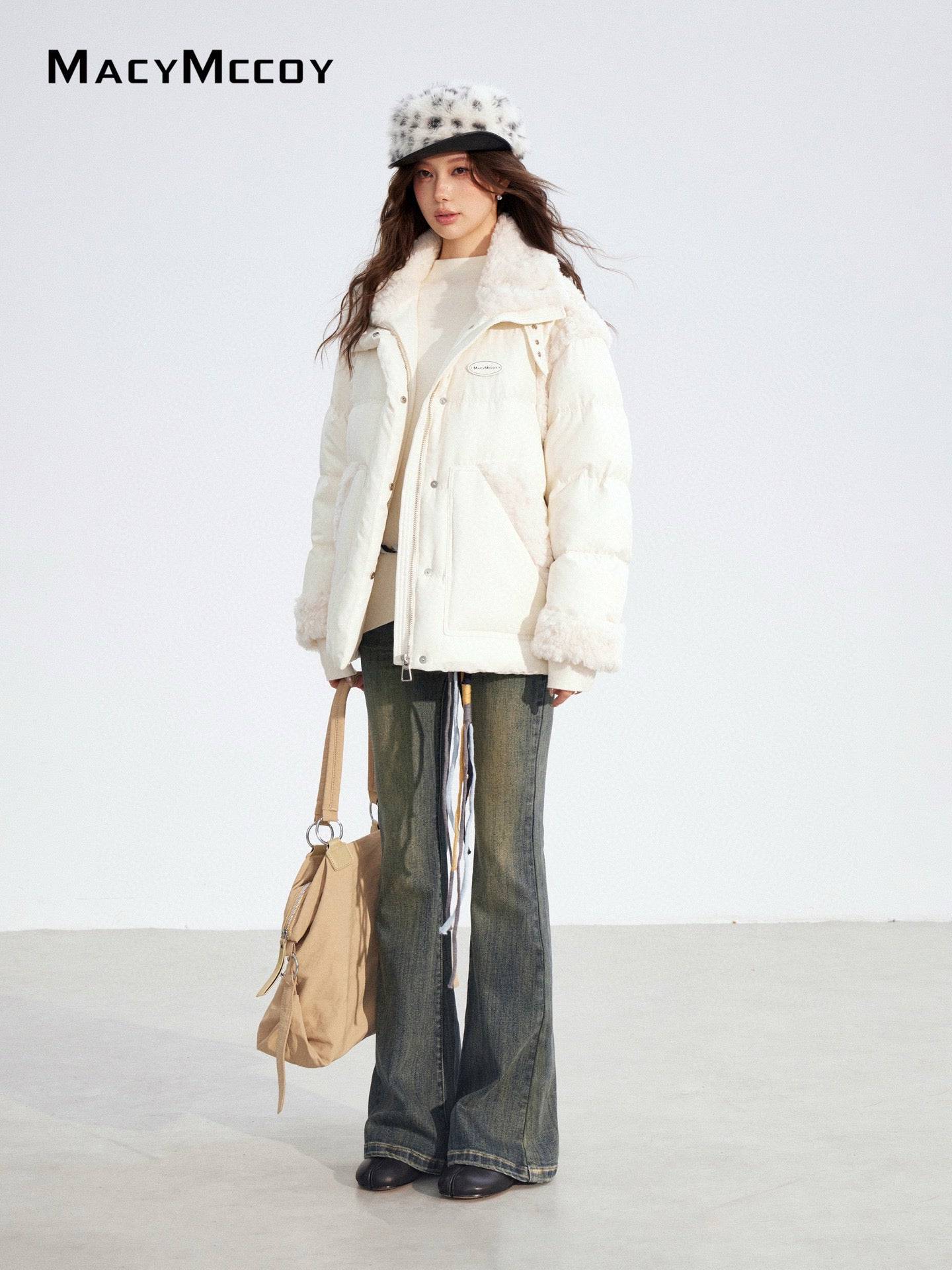 MacyMccoy MMC2025189 Lamb wool spliced down jacket