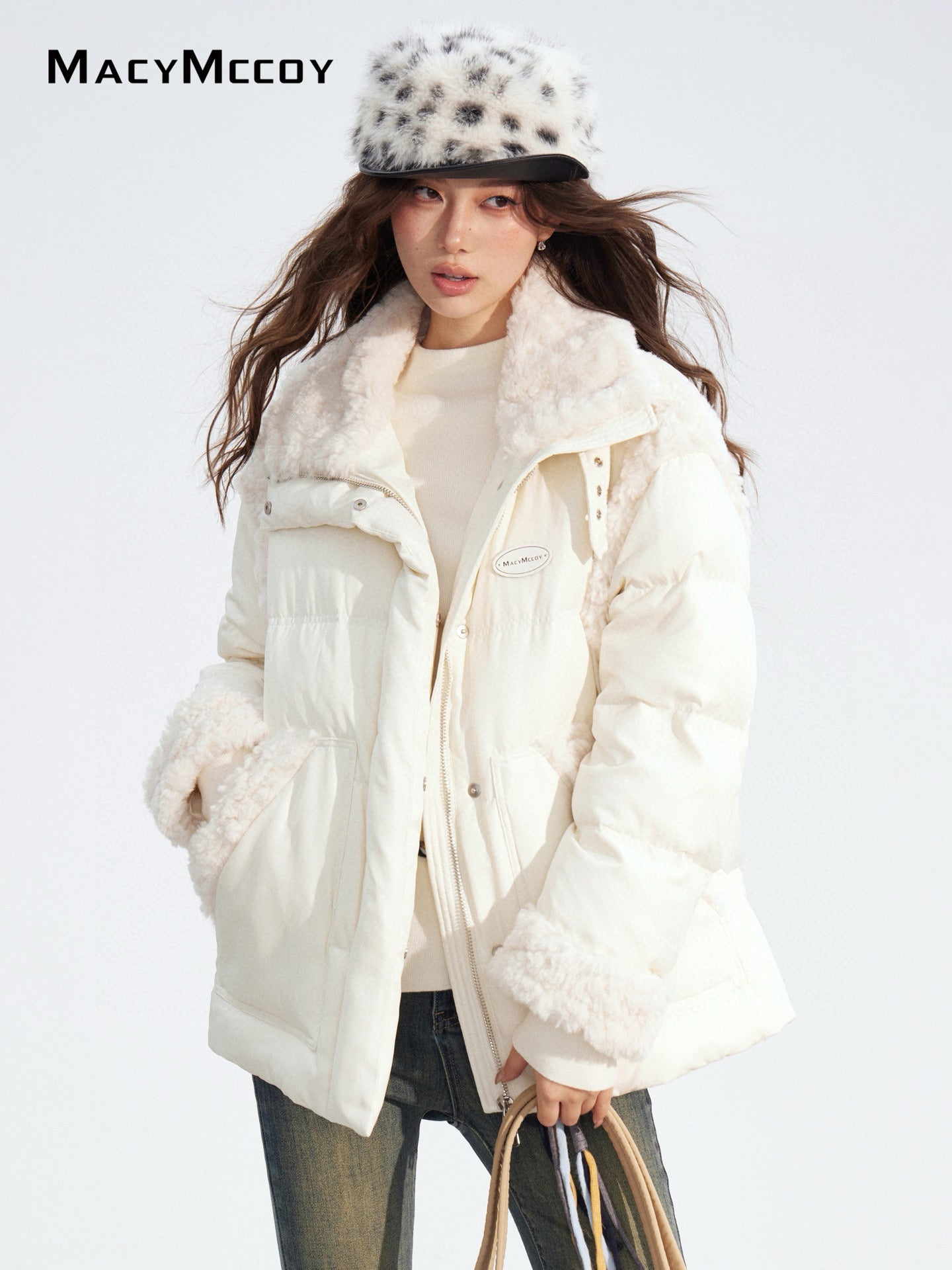 MacyMccoy MMC2025189 Lamb wool spliced down jacket