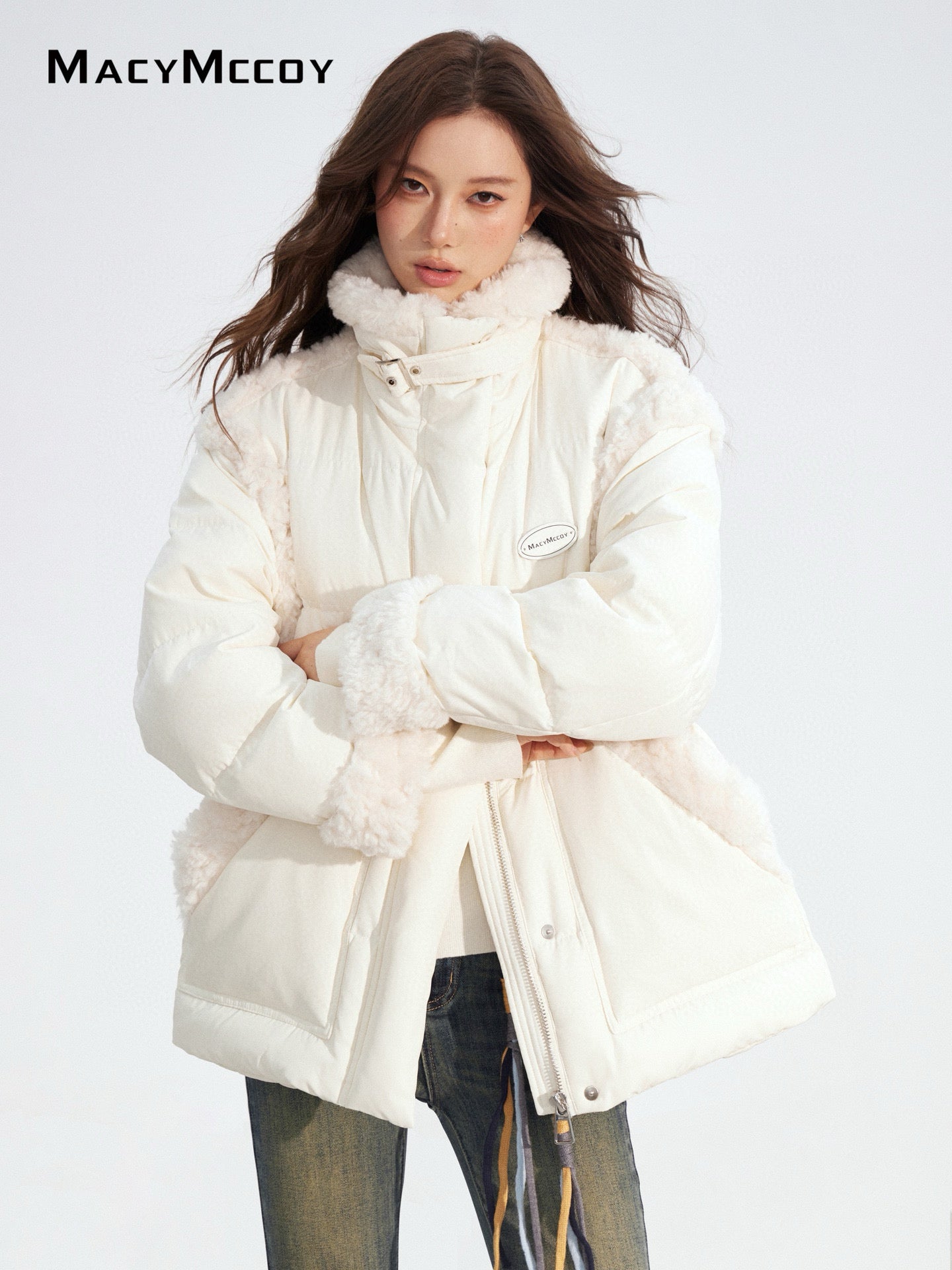 MacyMccoy MMC2025189 Lamb wool spliced down jacket
