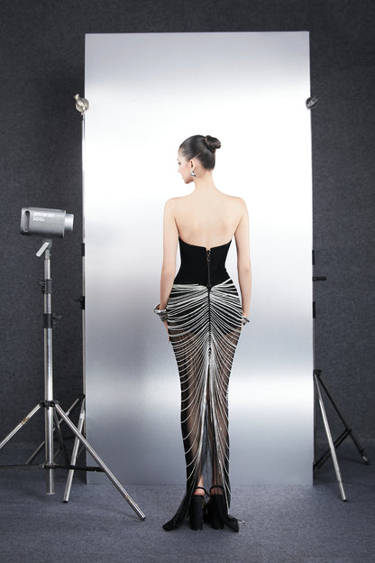 Bandage Dress Strapless chain maxi dress