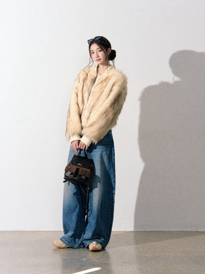 Lafreedom LAF350934 Round neck fur plush jacket