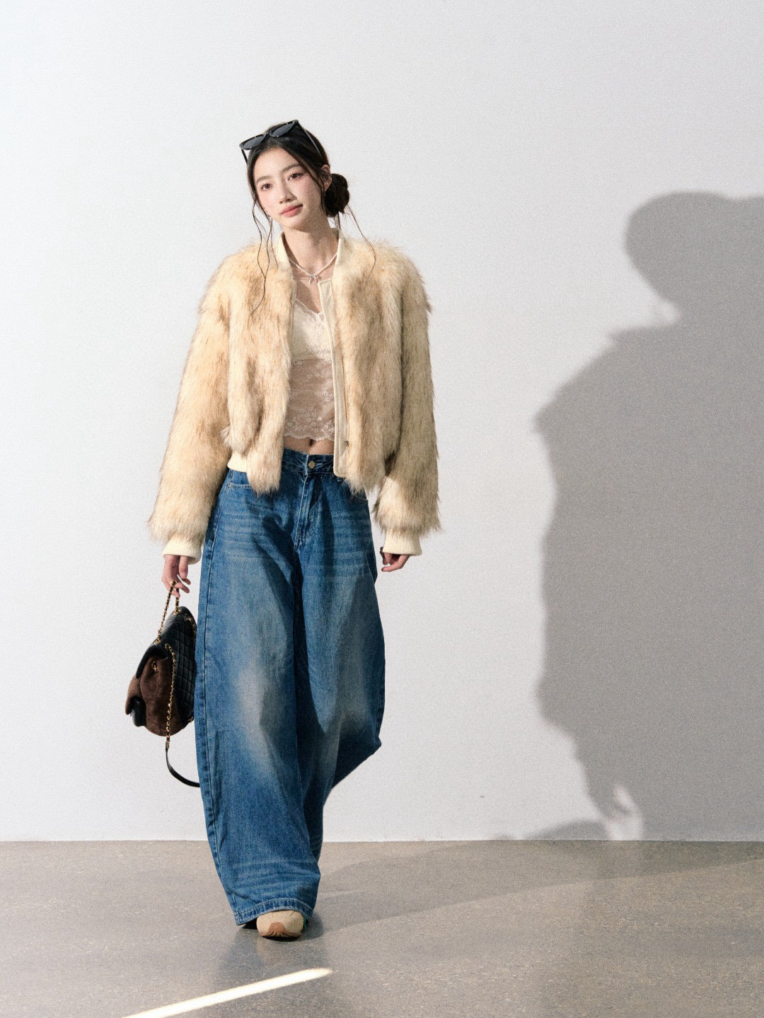Lafreedom LAF350934 Round neck fur plush jacket