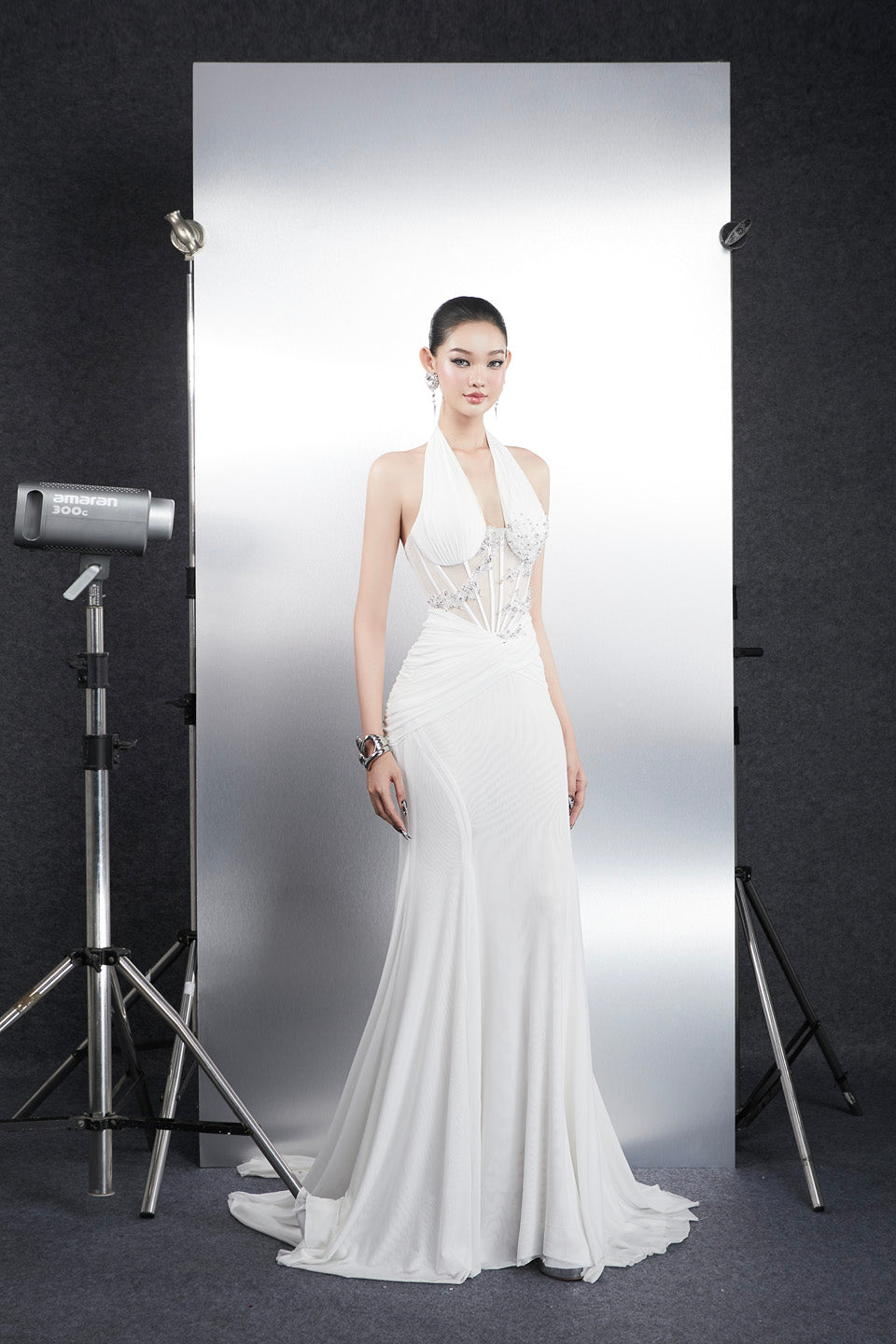 Bandage Dress White deep V backless maxi dress