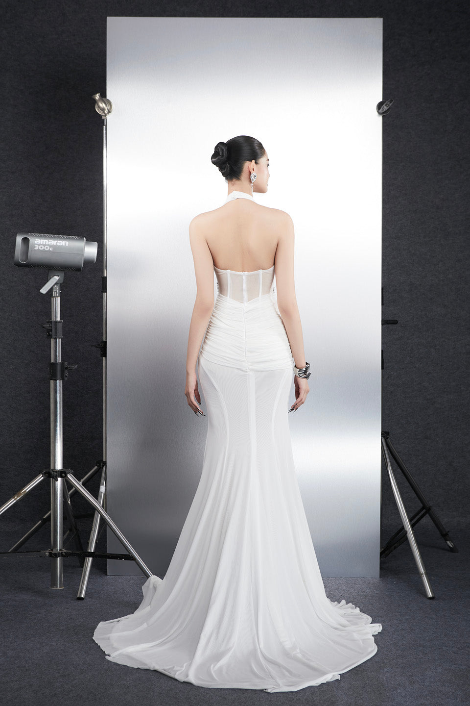 Bandage Dress White deep V backless maxi dress
