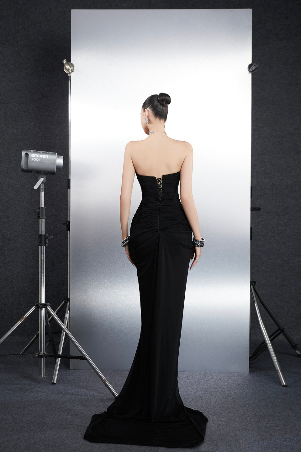 Bandage Dress Strapless rhinestone maxi dress