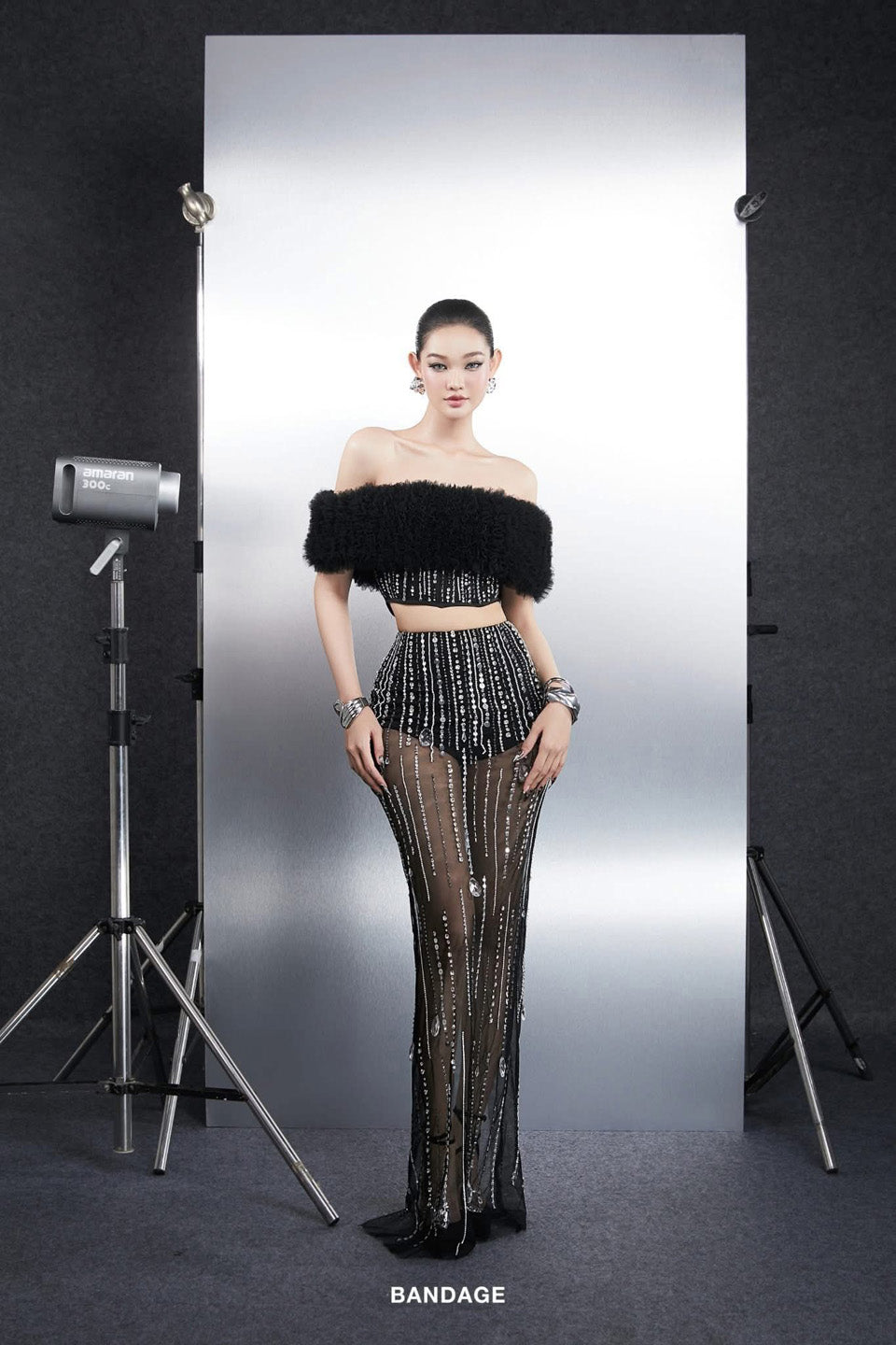Bandage Dress Off shoulder long skirt set