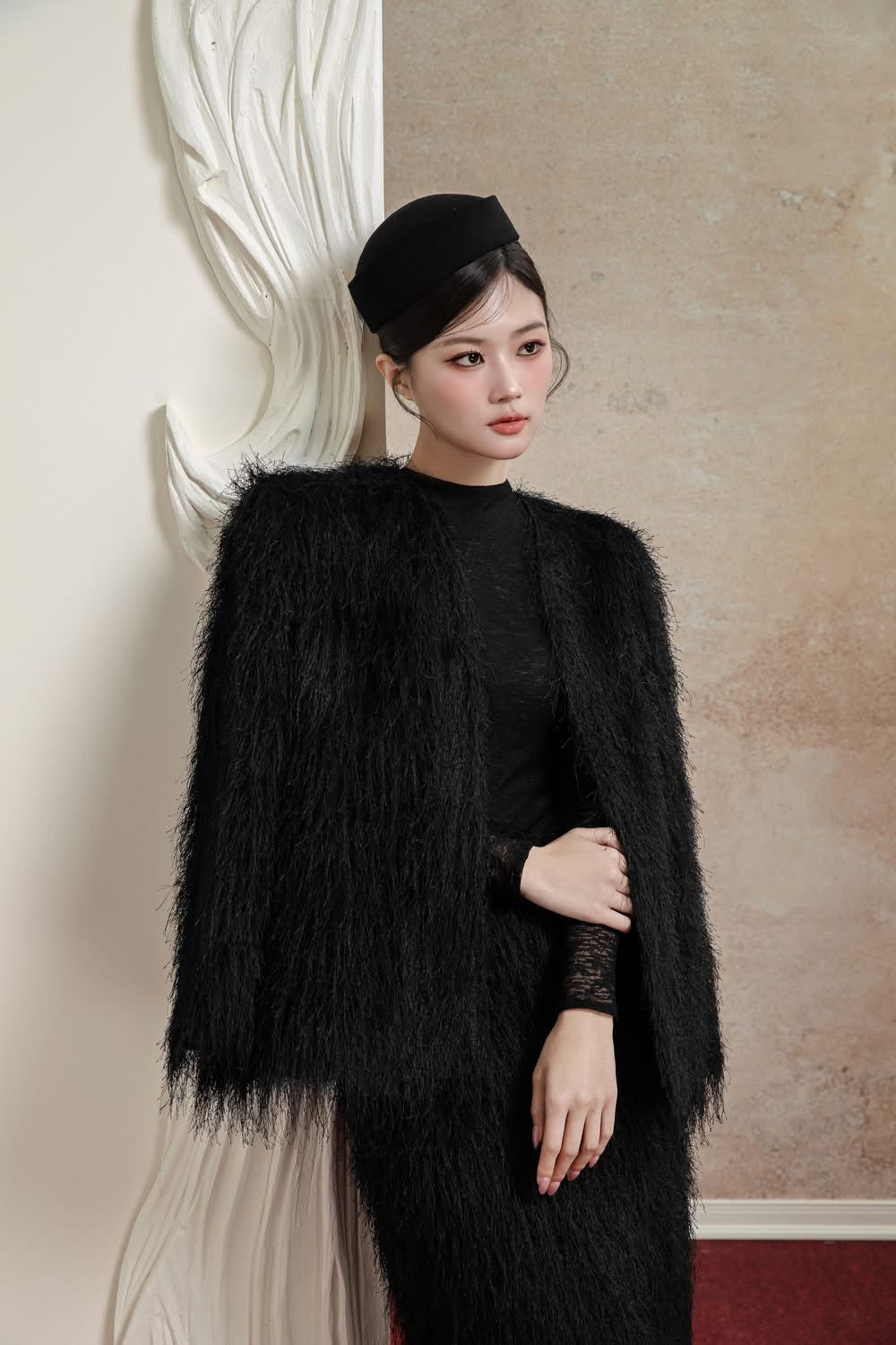 Delicate AURA JACKET &amp; AURA SKIRT &amp; MICA TOP (BLACK)