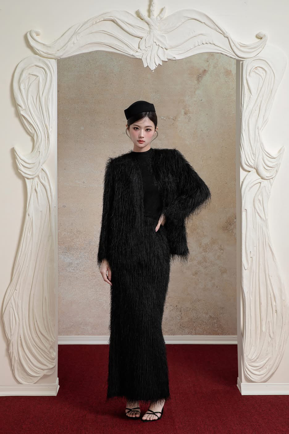 Delicate AURA JACKET &amp; AURA SKIRT &amp; MICA TOP (BLACK)