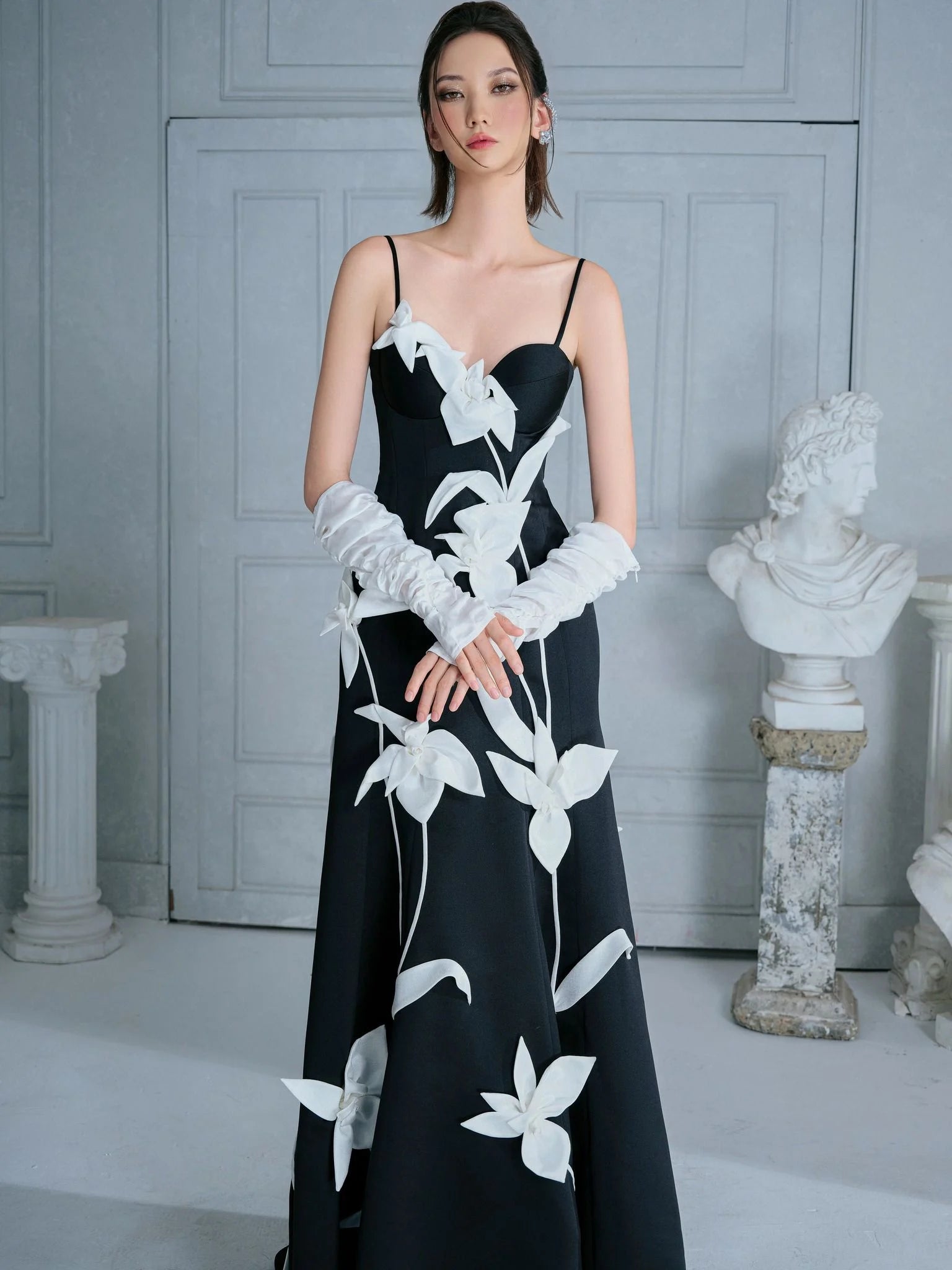 RITARA Tulip Flower Black Dress