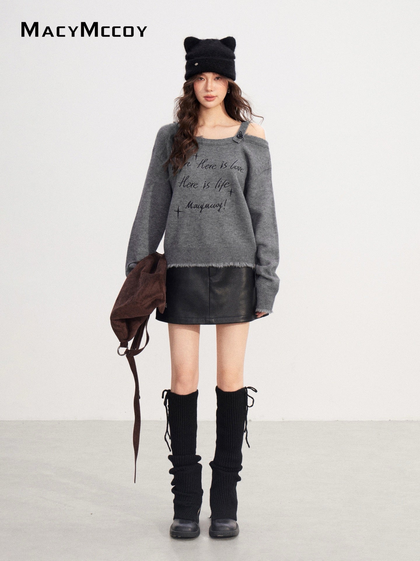 MacyMccoy MMC2025233 Off shoulder embroidered sweater