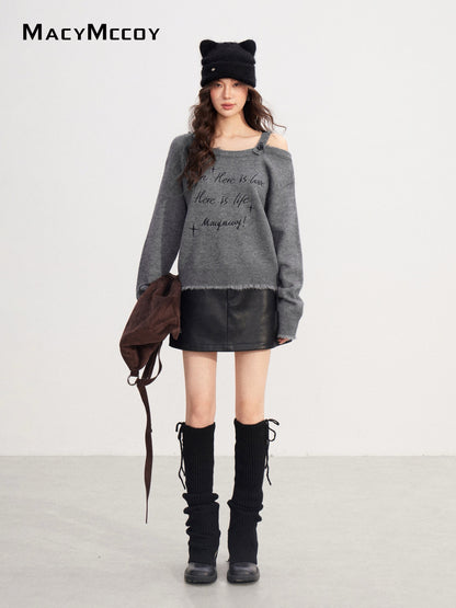 MacyMccoy MMC2025233 Off shoulder embroidered sweater