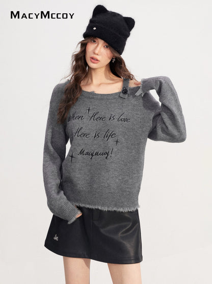 MacyMccoy MMC2025233 Off shoulder embroidered sweater