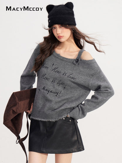 MacyMccoy MMC2025233 Off shoulder embroidered sweater