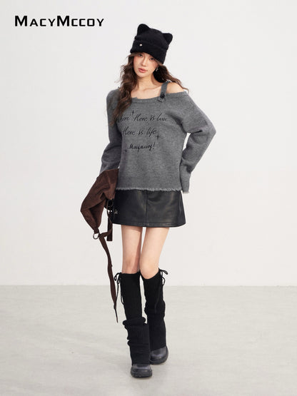 MacyMccoy MMC2025233 Off shoulder embroidered sweater