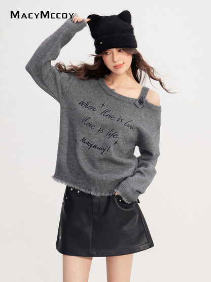 MacyMccoy MMC2025233 Off shoulder embroidered sweater