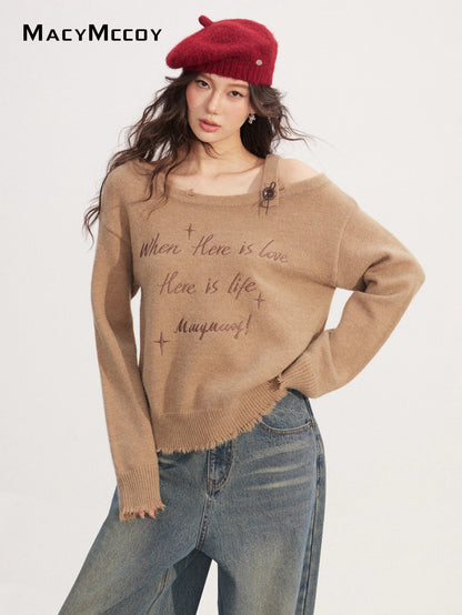MacyMccoy MMC2025233 Off shoulder embroidered sweater