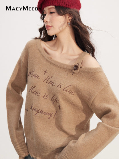 MacyMccoy MMC2025233 Off shoulder embroidered sweater