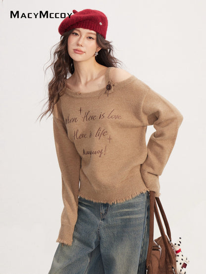 MacyMccoy MMC2025233 Off shoulder embroidered sweater
