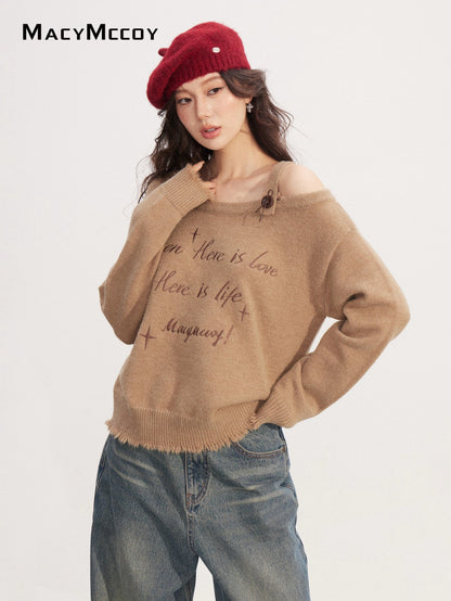 MacyMccoy MMC2025233 Off shoulder embroidered sweater