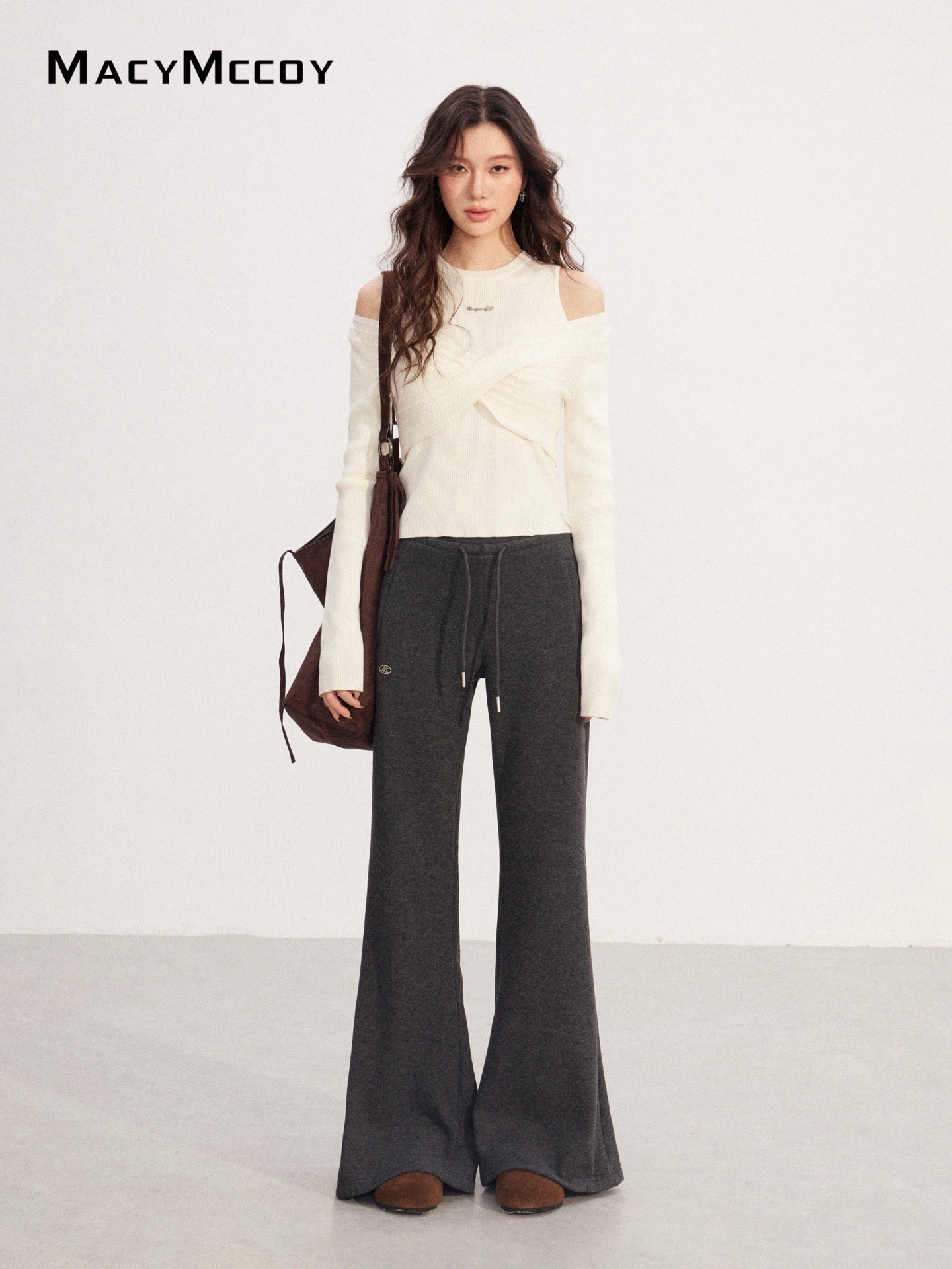 MacyMccoy MMC2025237 High waisted fleece micro flared pants