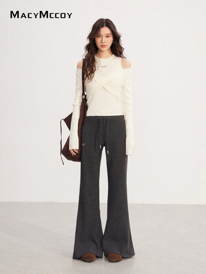 MacyMccoy MMC2025237 High waisted fleece micro flared pants