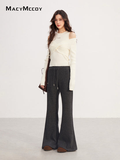 MacyMccoy MMC2025237 High waisted fleece micro flared pants