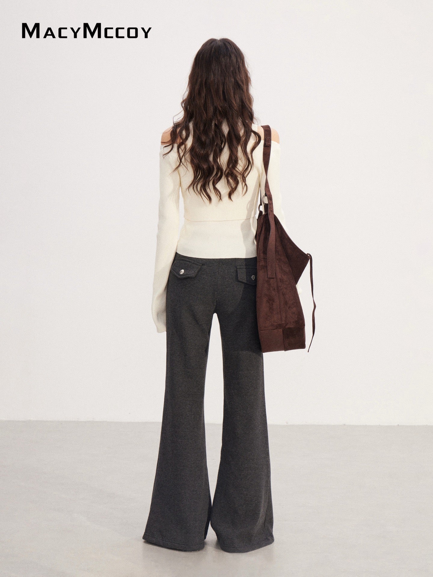 MacyMccoy MMC2025237 High waisted fleece micro flared pants