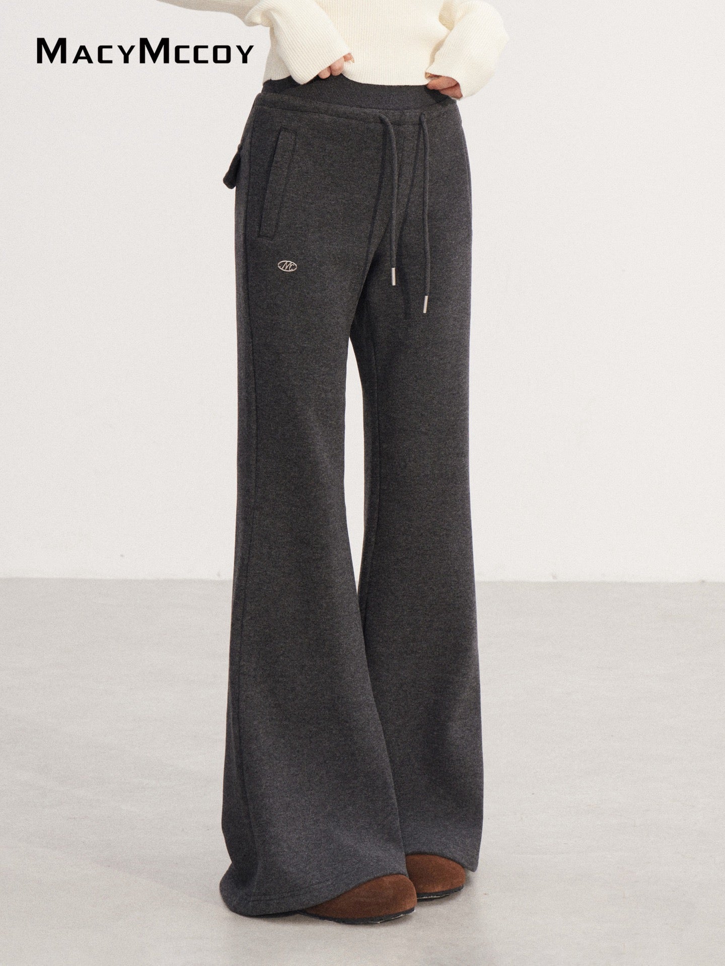 MacyMccoy MMC2025237 High waisted fleece micro flared pants