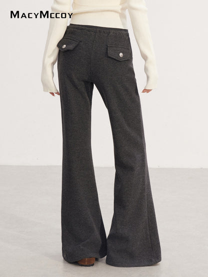 MacyMccoy MMC2025237 High waisted fleece micro flared pants