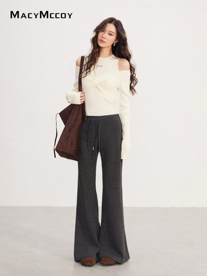MacyMccoy MMC2025237 High waisted fleece micro flared pants