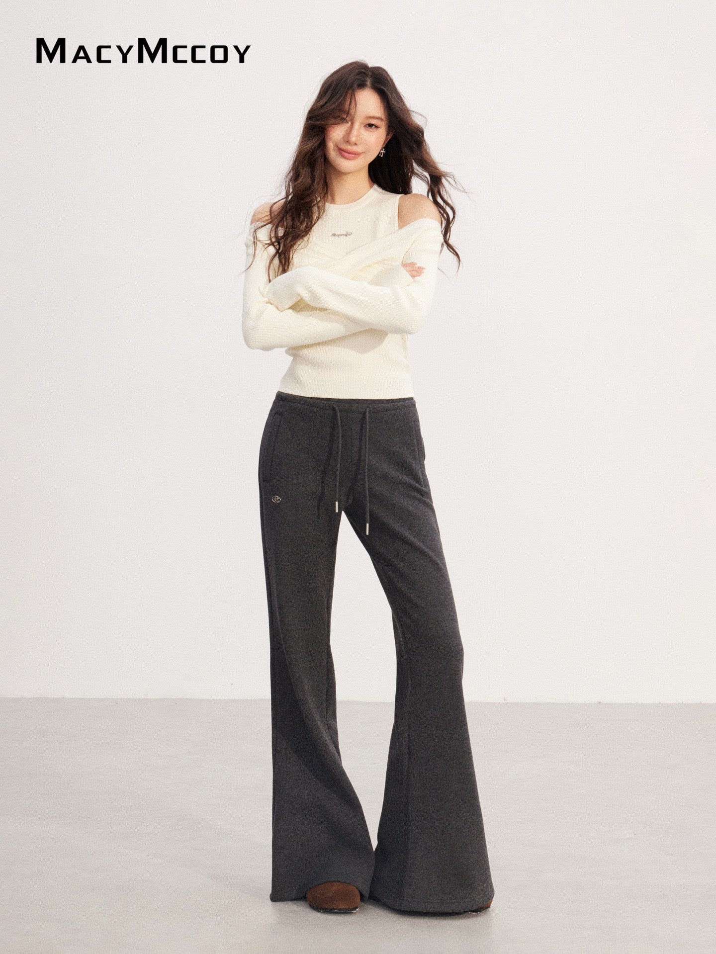 MacyMccoy MMC2025237 High waisted fleece micro flared pants