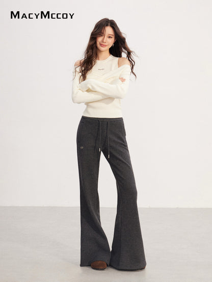 MacyMccoy MMC2025237 High waisted fleece micro flared pants