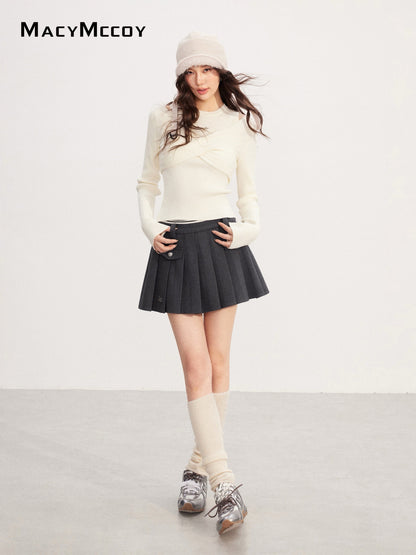 MacyMccoy MMC2025238 A-line high waisted pleated skirt