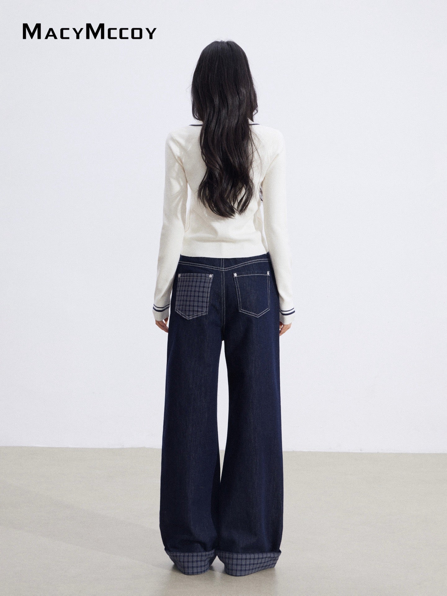 MacyMccoy MMC2026006 Polo collar contrasting knit top