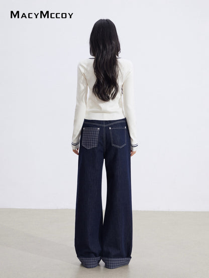 MacyMccoy MMC2026006 Polo collar contrasting knit top